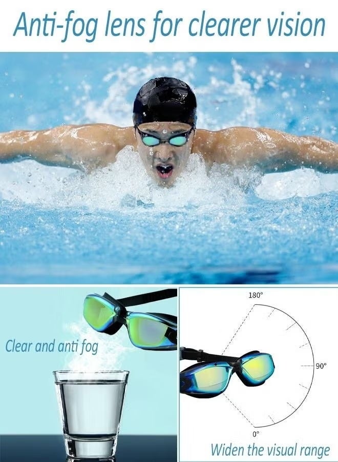 Ruili Premium Swimming Goggles with Silicone Cap, Nose Plugs & Ear Plugs for Men, Women & Teenagers, - Clear Vision, 180° Panoramic View, Polarized, Anti-Fog, UV Protection, Leak-Proof Eyewear - Image 2
